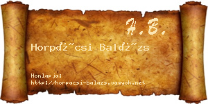 Horpácsi Balázs névjegykártya